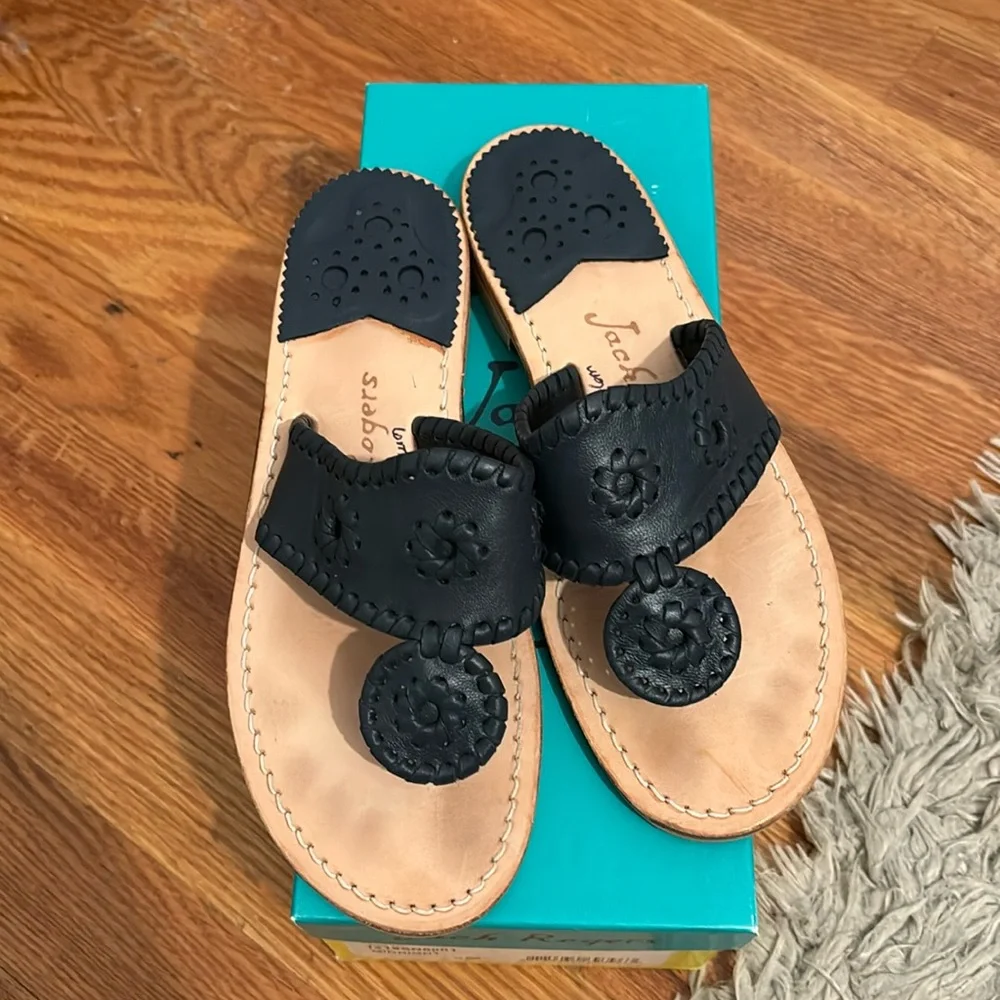 Jack Rogers Jacks Flat Sandal Size 6 Navy Blue - Picture 1 of 6